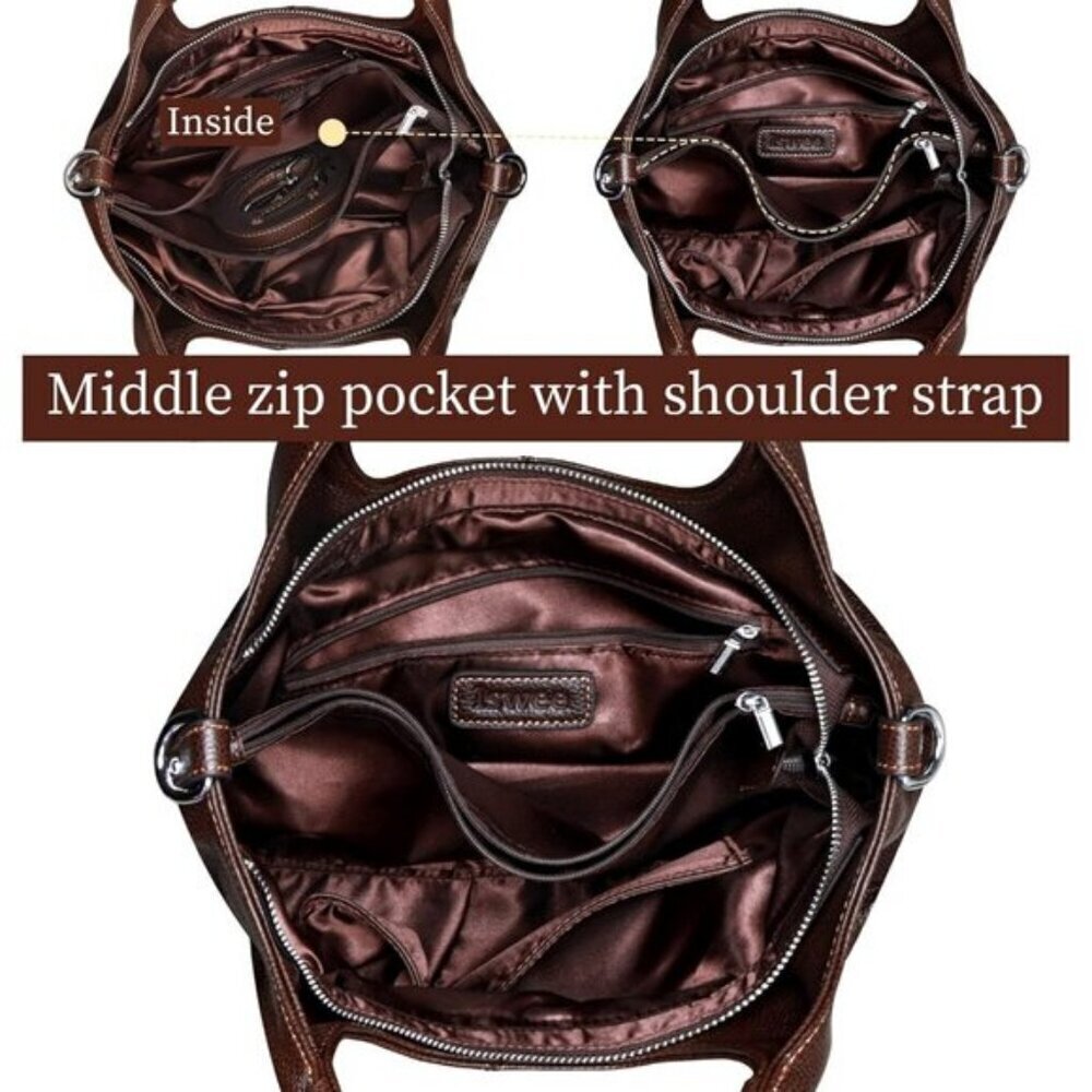 🆕Women Coffee Genuine Leather Shoulder Bags Purses Satchel Designer Handbags - Picture 7 of 8